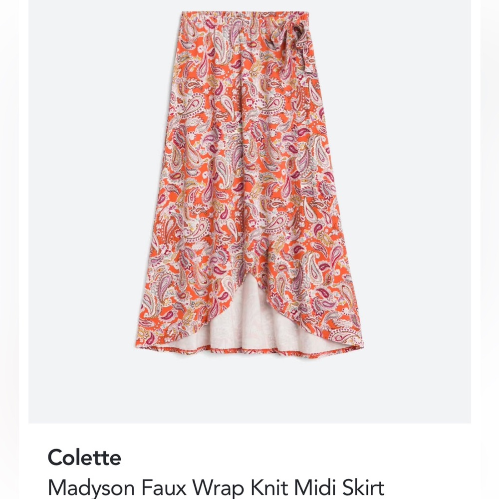 Loveappella Orange Paisley Midi Skirt